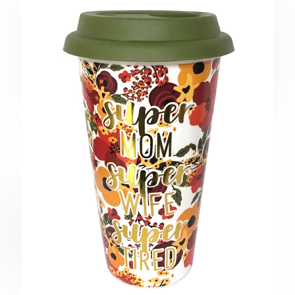 TMD Holdings Travel Mug Super Mom Super Wife 
Color: Orange-CASUAL_DINNERWARE